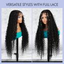 Authentic Glueless Full Lace Braided Wig Medium Knotless Boho Box Braid Deep Twist 1B 32" BW Unit3