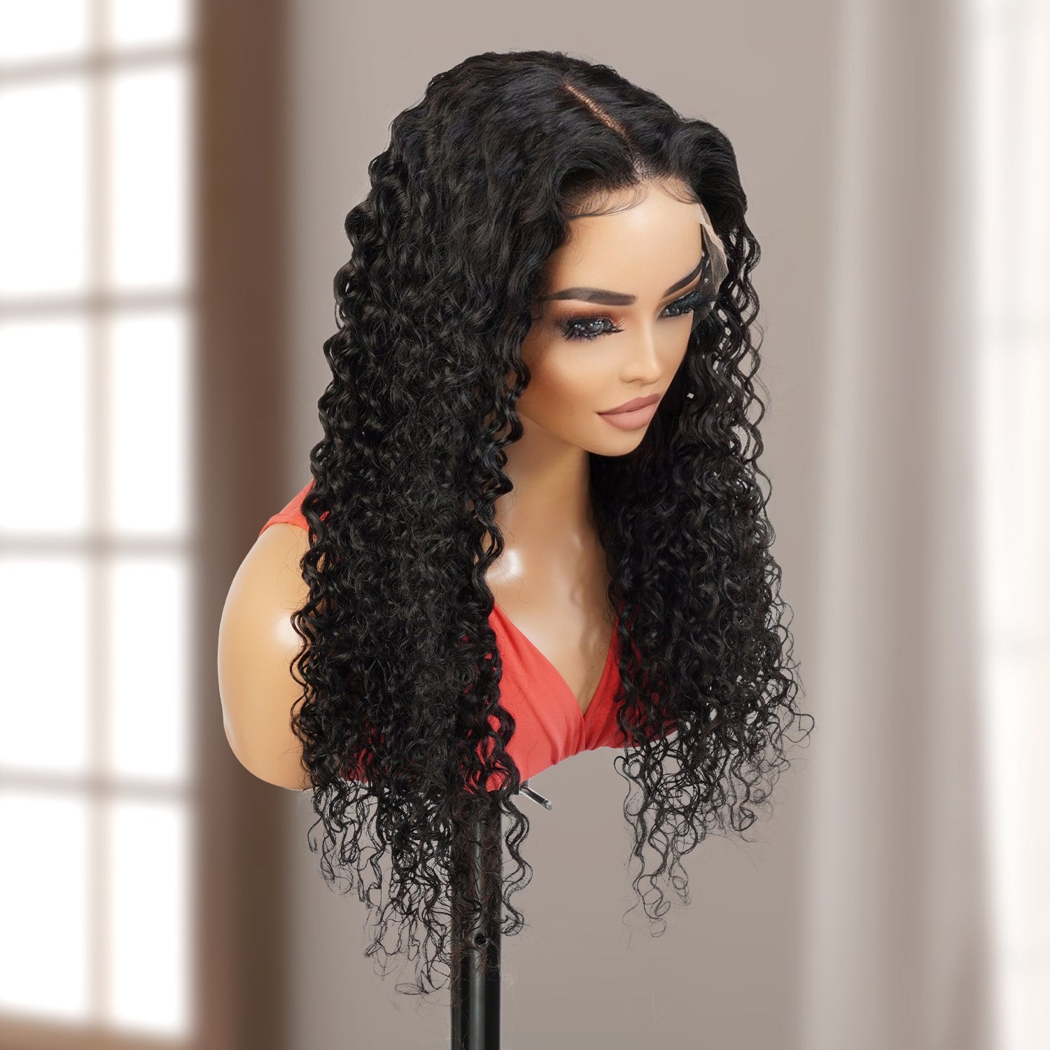 UpScale 100% Human Hair Glueless HD Swiss Lace 13x4 Lace Frontal Wig Water Wave 22"