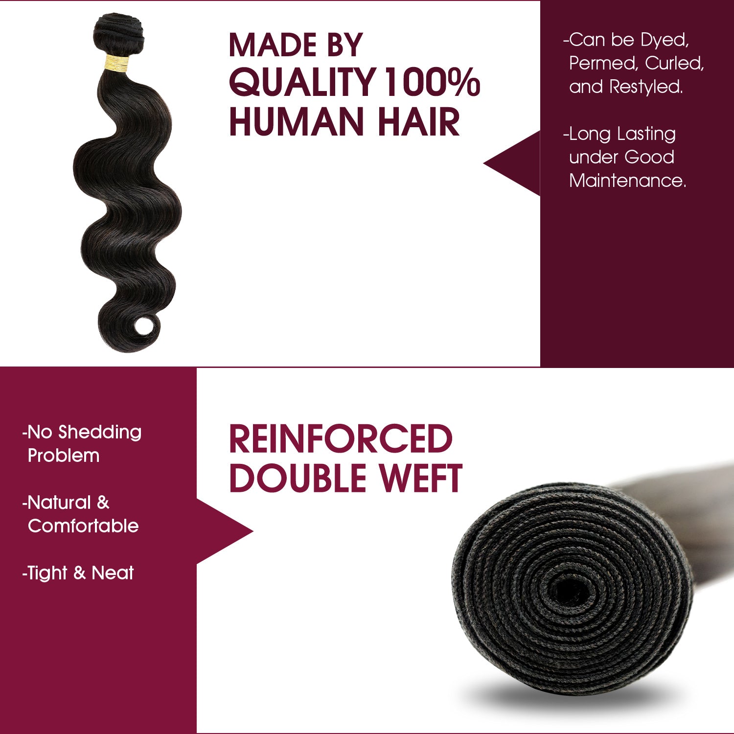 Human Hair, Bundle, Unprocessed, Weave, Body Wave