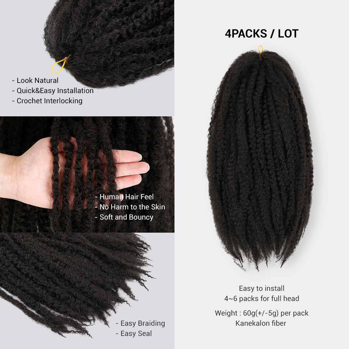 Authentic Synthetic Hair Crochet Braids Afro Twist 18" (Marley Style)