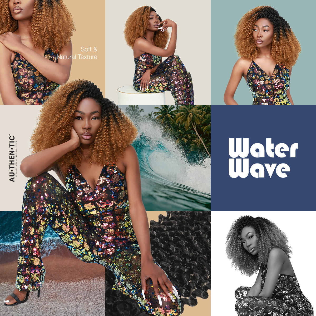 Authentic Synthetic Hair Crochet Braids Water Wave 12"