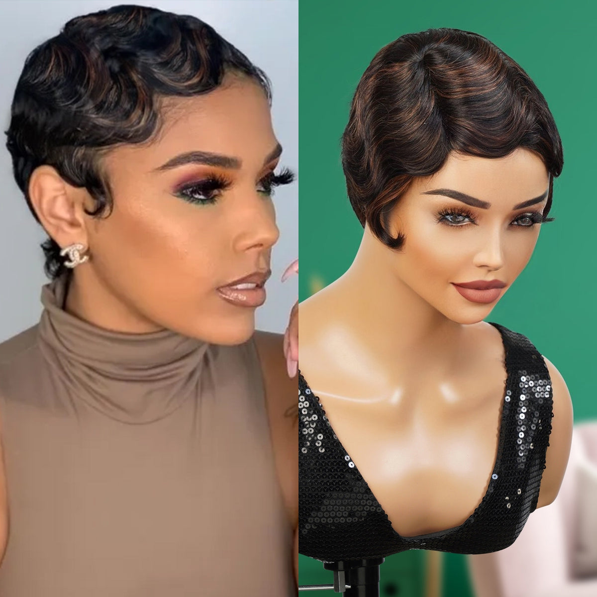 Instant Fab Remi 100% Human Hair Wig Finger Wave