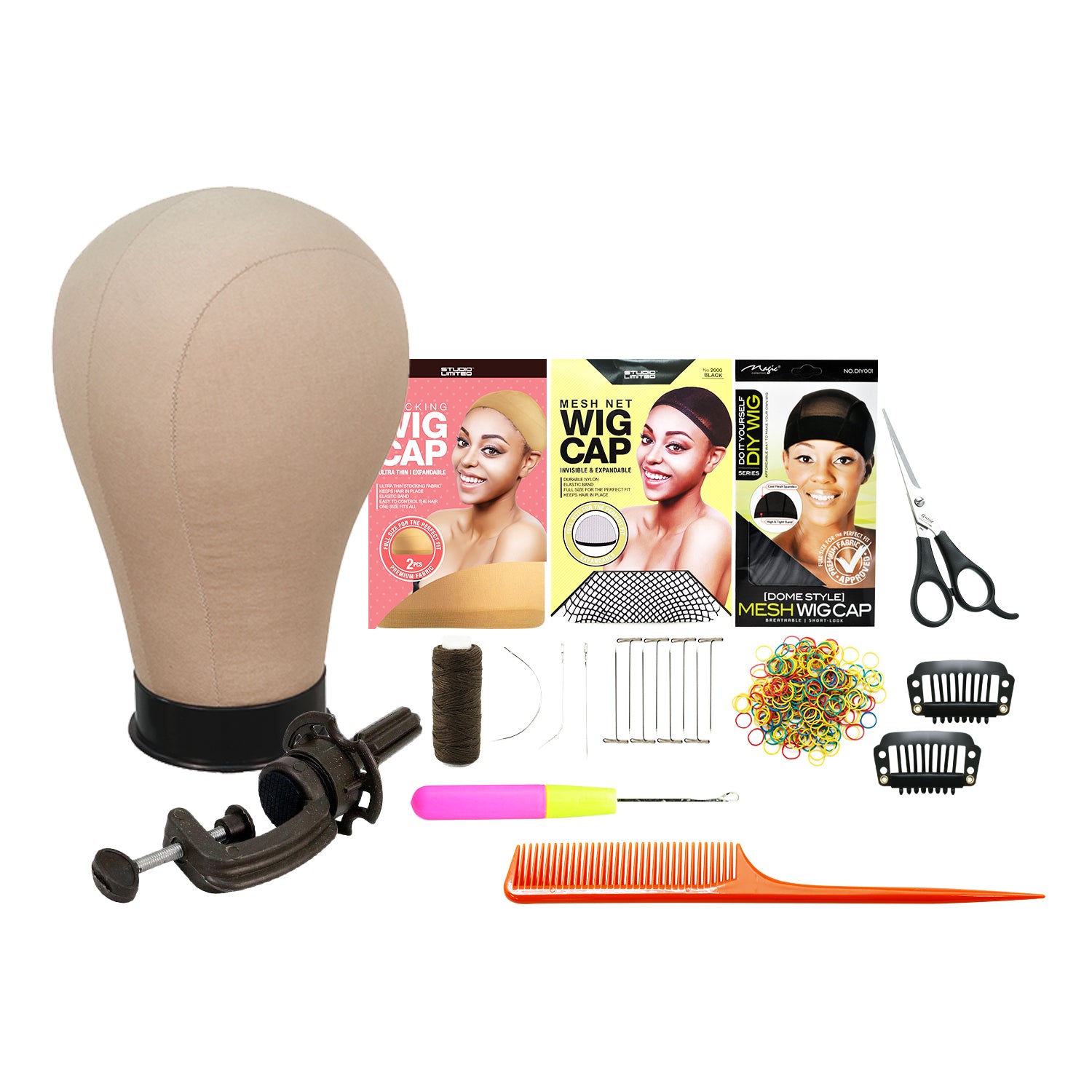Studio Limited Canvas Block Head, Height 12", DIY Wig Making Starter Kit 12pcs