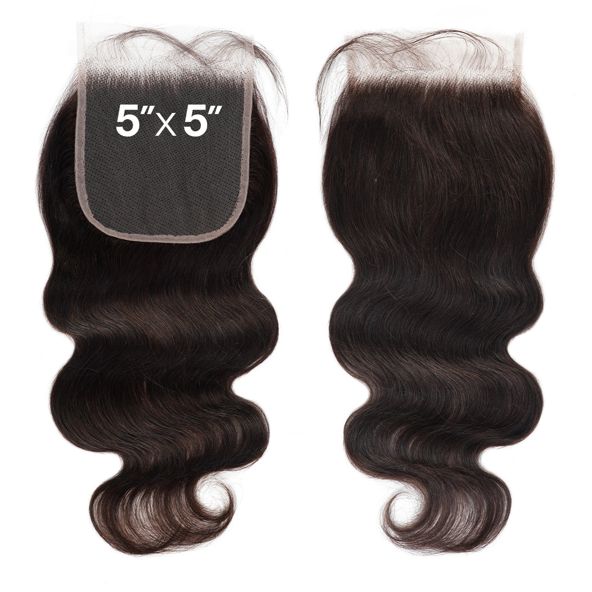 Unprocessed Virgin Human Hair Weave 5x5 Bleached Knot Lace Closure Body Wave