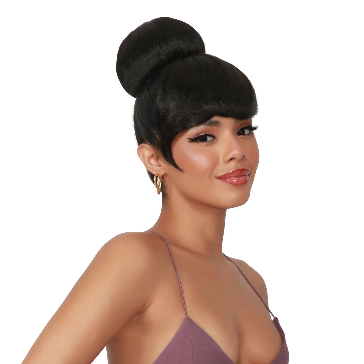 Combination, Swoop Side Bang, Curtain Bang, Layered Bang, Hair Piece, Classic Glazed, Donut Bun, Medium Bun