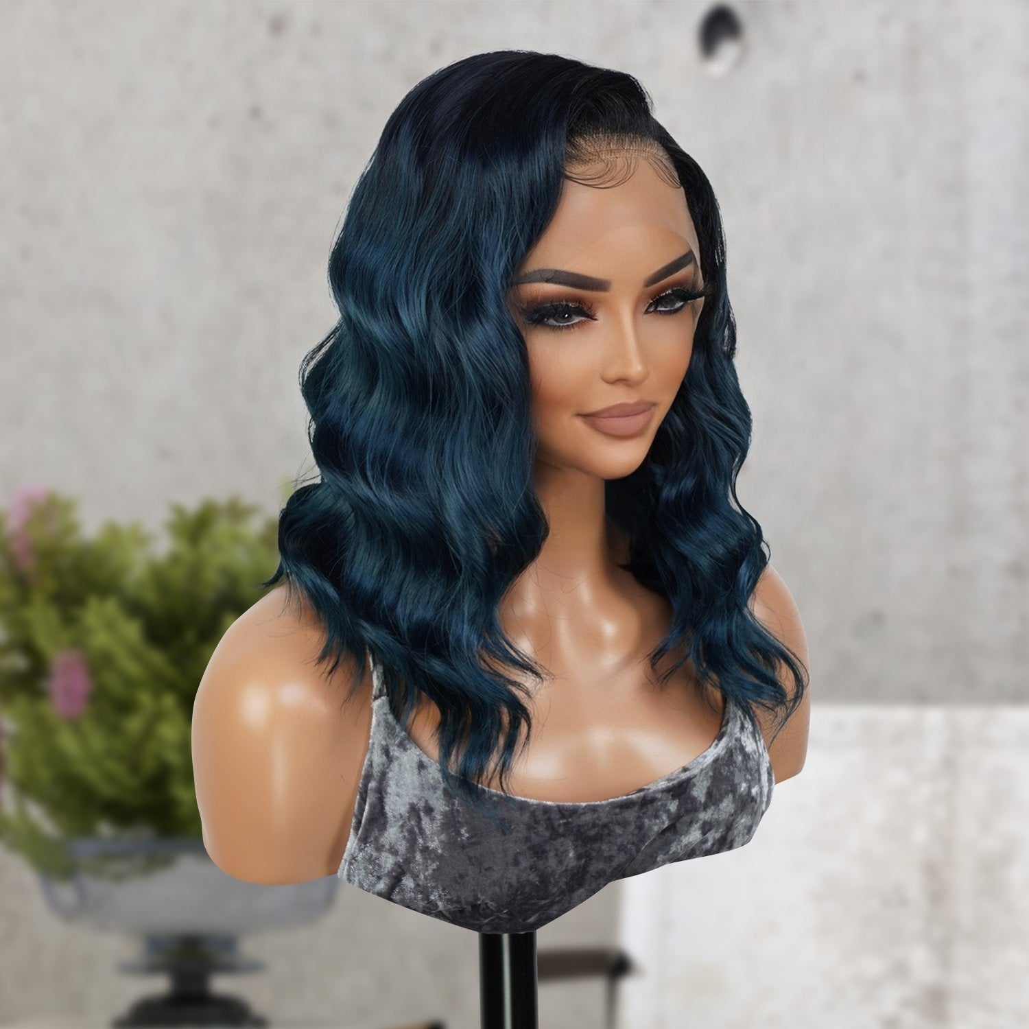 Multi-Parting, 13X6, Human Hair Blend, Frontal Wig, Invisible Lace, Pre-Plucked, Wavy Long Bob, Mid-Length Loose Wave,