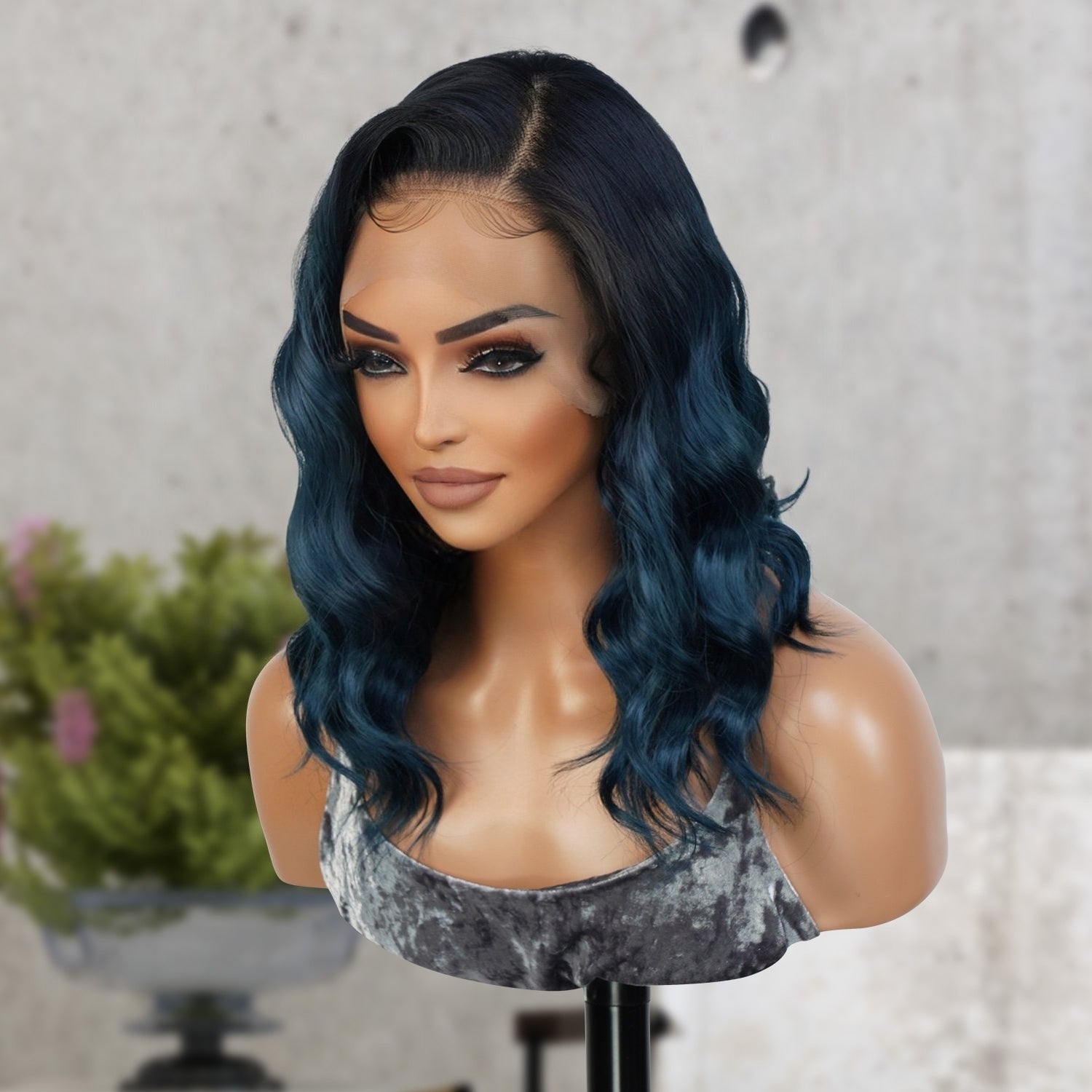 Multi-Parting, 13X6, Human Hair Blend, Frontal Wig, Invisible Lace, Pre-Plucked, Wavy Long Bob, Mid-Length Loose Wave,