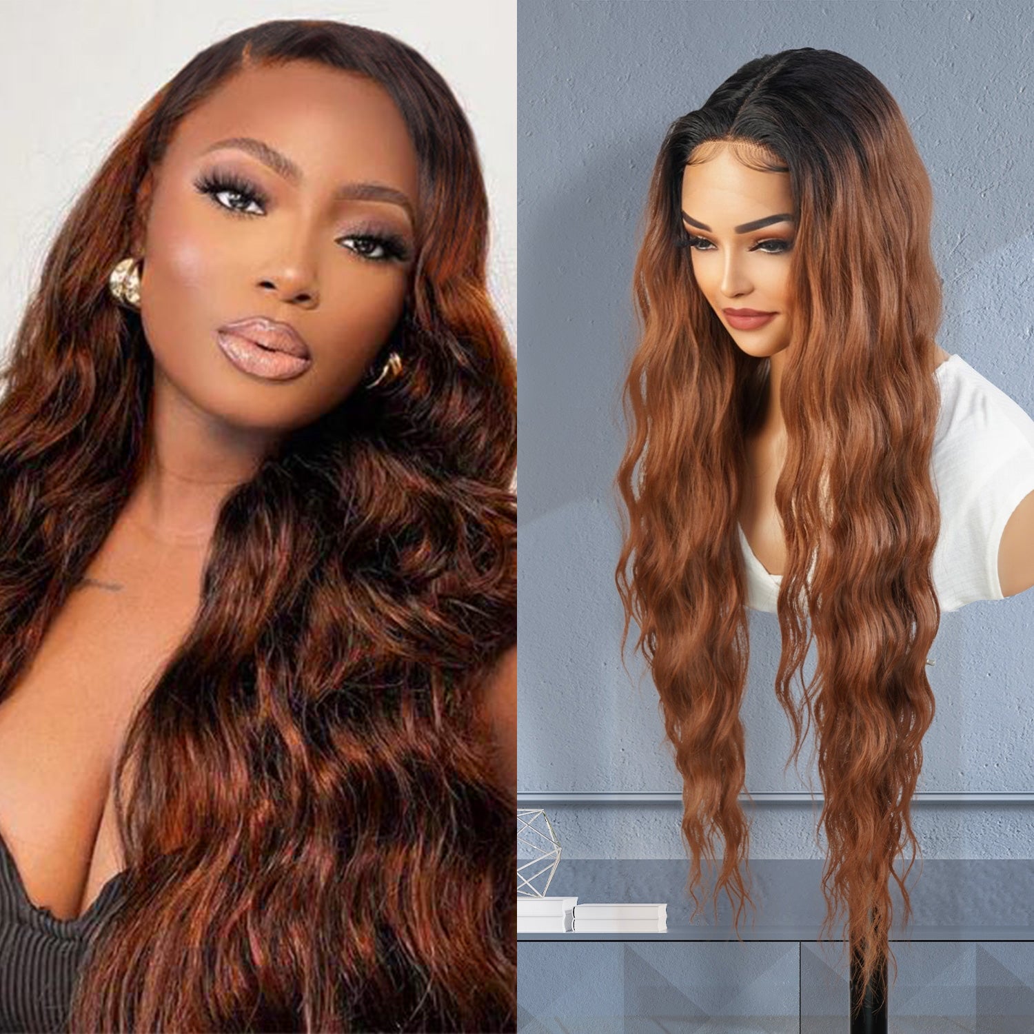Introducing our 30-inch deep middle part Swiss lace front wig! Made with heat-resistant synthetic fibers, this wig features a gorgeous loose deep wave design, perfect for black women. The deep middle part and Swiss lace front create a natural-looking hairline. Easy to wear and style, this wig is a must-have for a quick style change. Shop now for ultimate style and versatility!