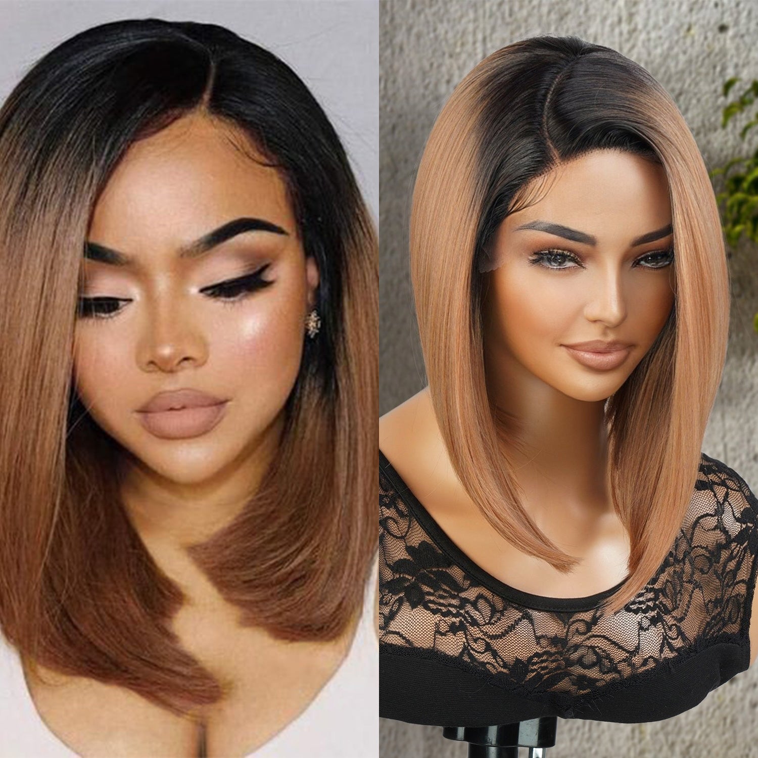 Introducing our medium asymmetrical bob straight lace front wig! Designed for black women, this wig features a deep side part for a natural-looking hairline. Made with high heat-resistant synthetic fibers, it's easy to style and maintain. Perfect for any occasion, this wig is a must-have for a style change. Shop now for ultimate style and sophistication!