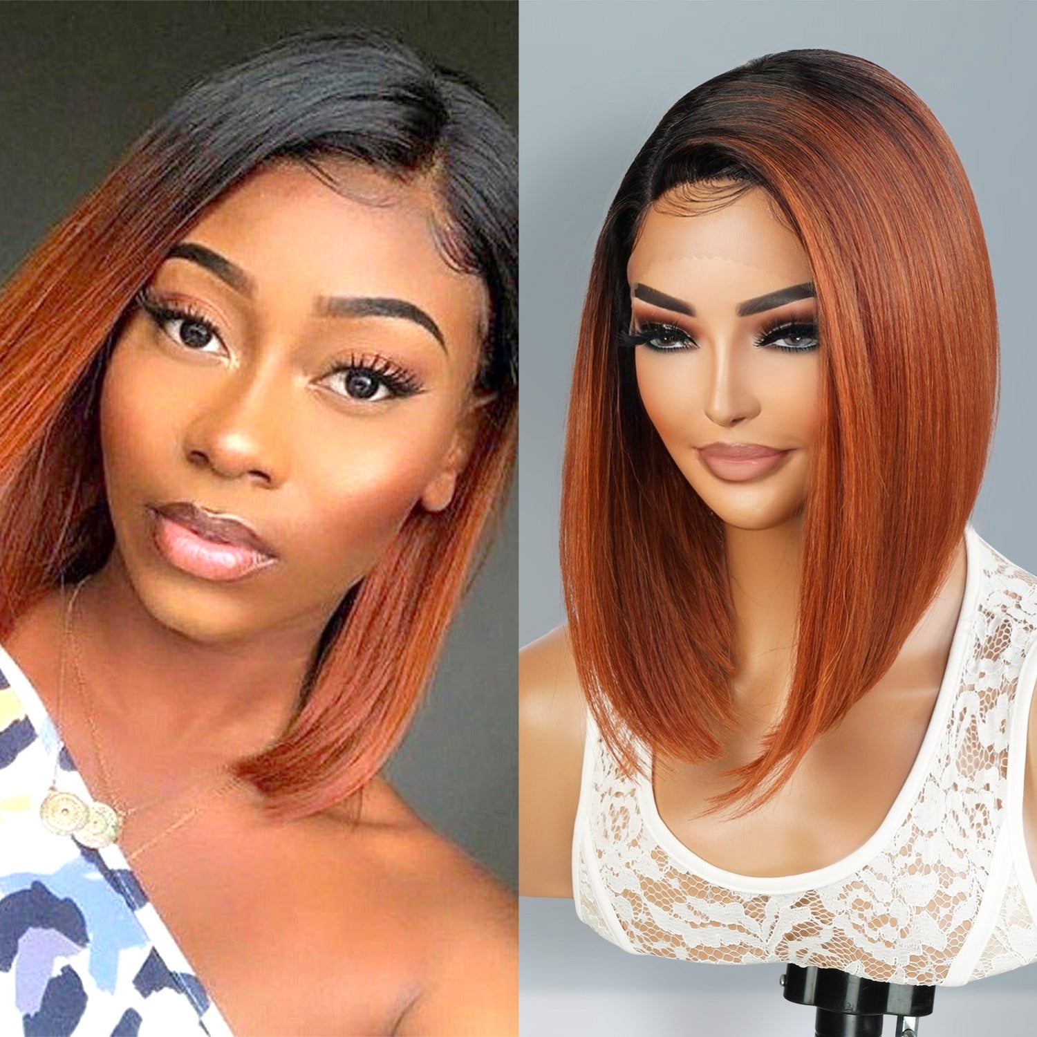 Introducing our medium asymmetrical bob straight lace front wig! Designed for black women, this wig features a deep side part for a natural-looking hairline. Made with high heat-resistant synthetic fibers, it's easy to style and maintain. Perfect for any occasion, this wig is a must-have for a style change. Shop now for ultimate style and sophistication!
