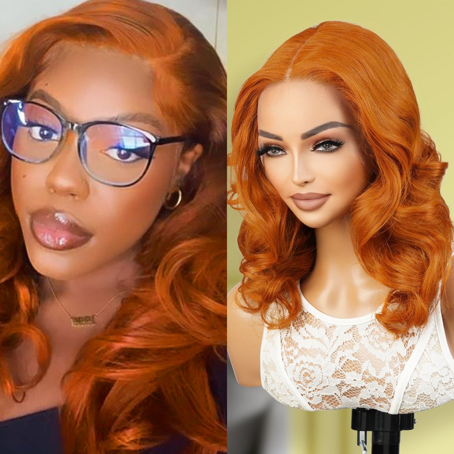 Good quality t-part human hair wigs, Pre-plucked with baby hair and natural look, Middle part wig of easy and comfortable to wear, Reasonable price for fancy colored wigs, Ginger orange color gives you a trendy look, Prevent hair damage with this Pre-Bleached & dyed wig by experts