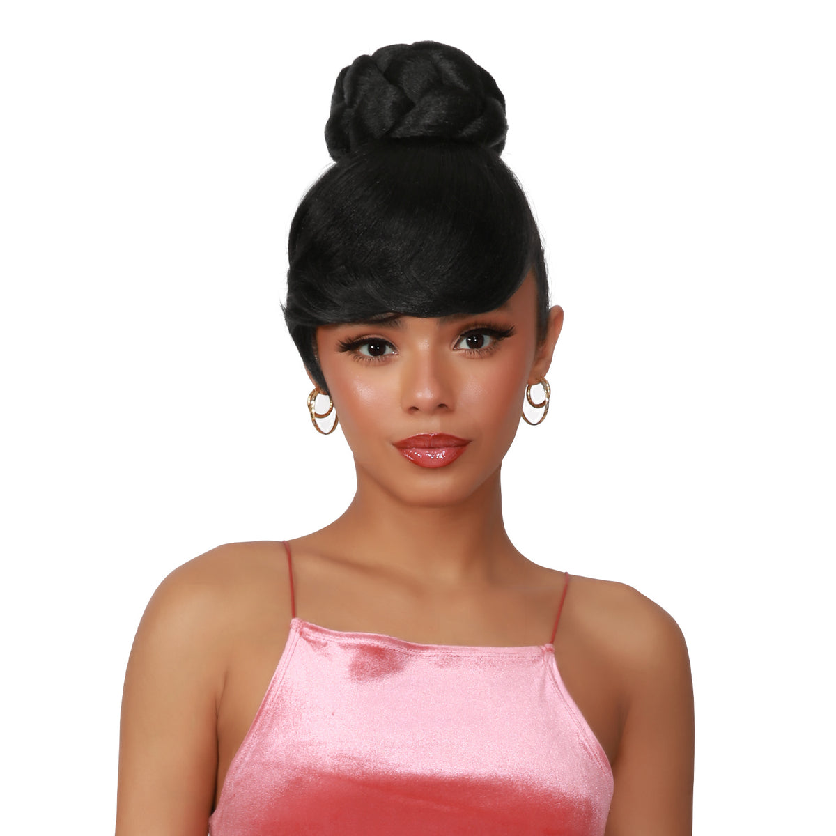 Combination, Swoop Side Bang, Curtain Bang, Layered Bang, Hair Piece, French Cruller, Pin Curl Updo, Cardi B, BAPS, Medium Bun