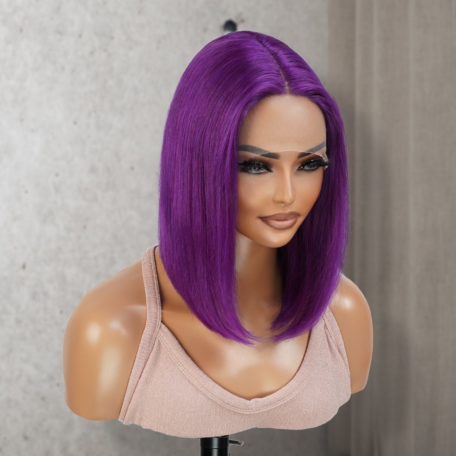 Virgin Brazilian Remy Human Hair HD Lace Front Wig 13X5 T-Part Purple Bob