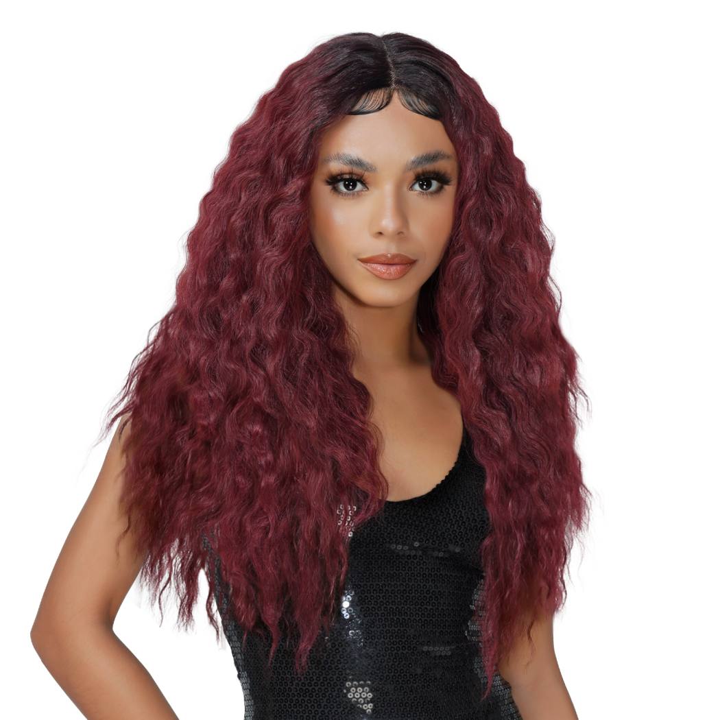 Introducing our long wavy loose deep wave Soft Swiss lace front wig! Made with high-quality heat-resistant synthetic fibers, this wig features a 4.5" deep middle center part for a natural-looking hairline. The adjustable straps provide a secure fit, while the soft Swiss lace front seamlessly blends with your natural hairline. Perfect for daily wear, cosplay, or parties. Shop now for style and versatility!