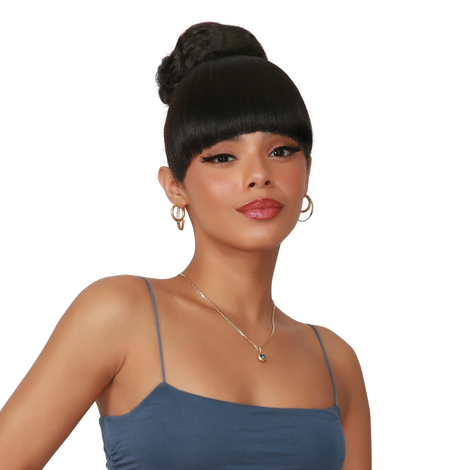 Combination, China Bang, Thick Bang, Doll Bang, Hair Piece, Natural Bun, Twist Bun, Dounut Bun, Medium Bun