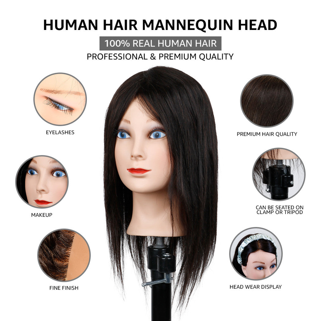Studio Limited 12" Straight Human Hair Training Mannequin Head Female