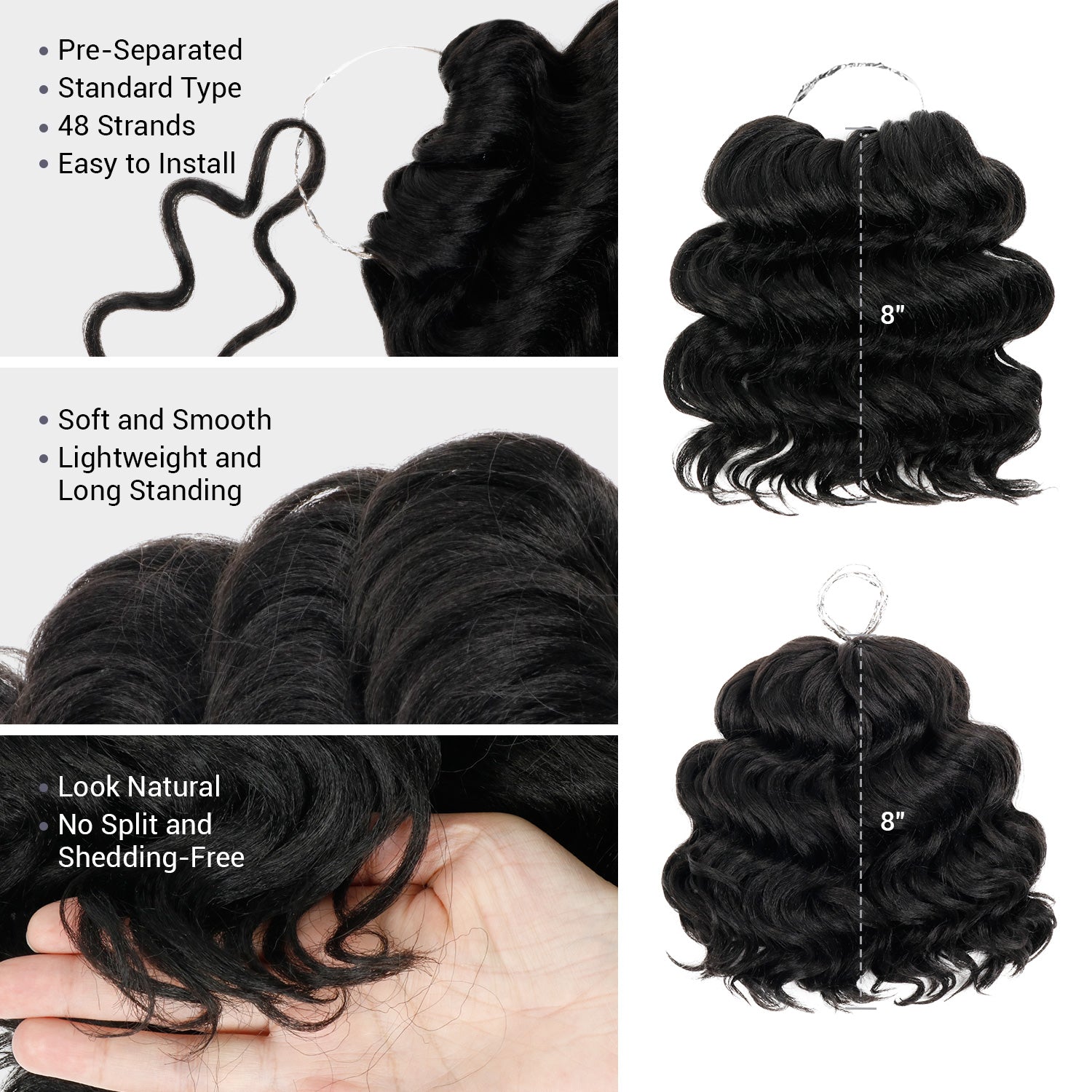 Authentic Curl Crush Synthetic Hair Crochet Braids 8X Value Pack Ocean Wave 8"