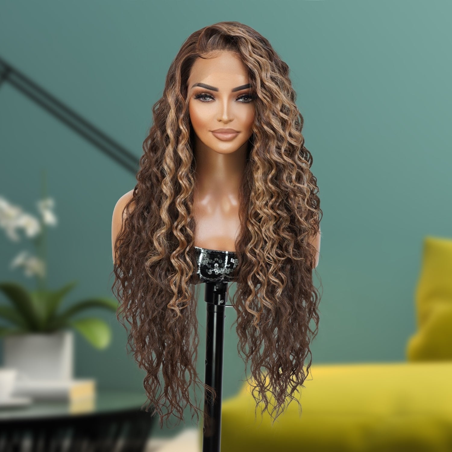 Multi-Parting, 13X6, Human Hair Blend, Frontal Wig, Invisible Lace, Deep Twist, Loose Wave, Pre-Plucked, Curly Wig,