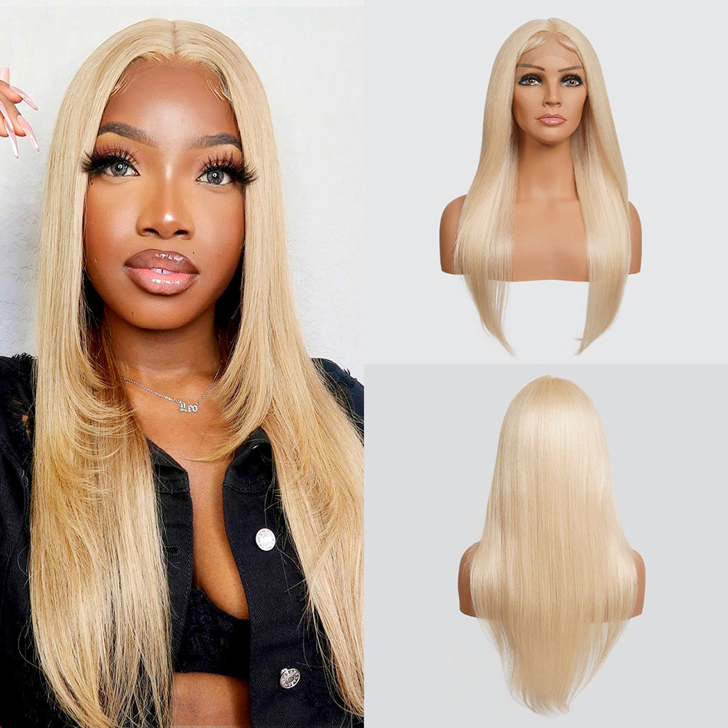 Introducing our stylish 26-inch waist-length straight lace front wig! Crafted with premium synthetic fibers, this wig guarantees a sleek and sophisticated appearance for any event. Its lace front design creates a natural hairline, and adjustable straps provide a secure and comfortable fit. Elevate your style or enhance your natural beauty with this essential wig. Shop now for the ultimate in style and versatility.