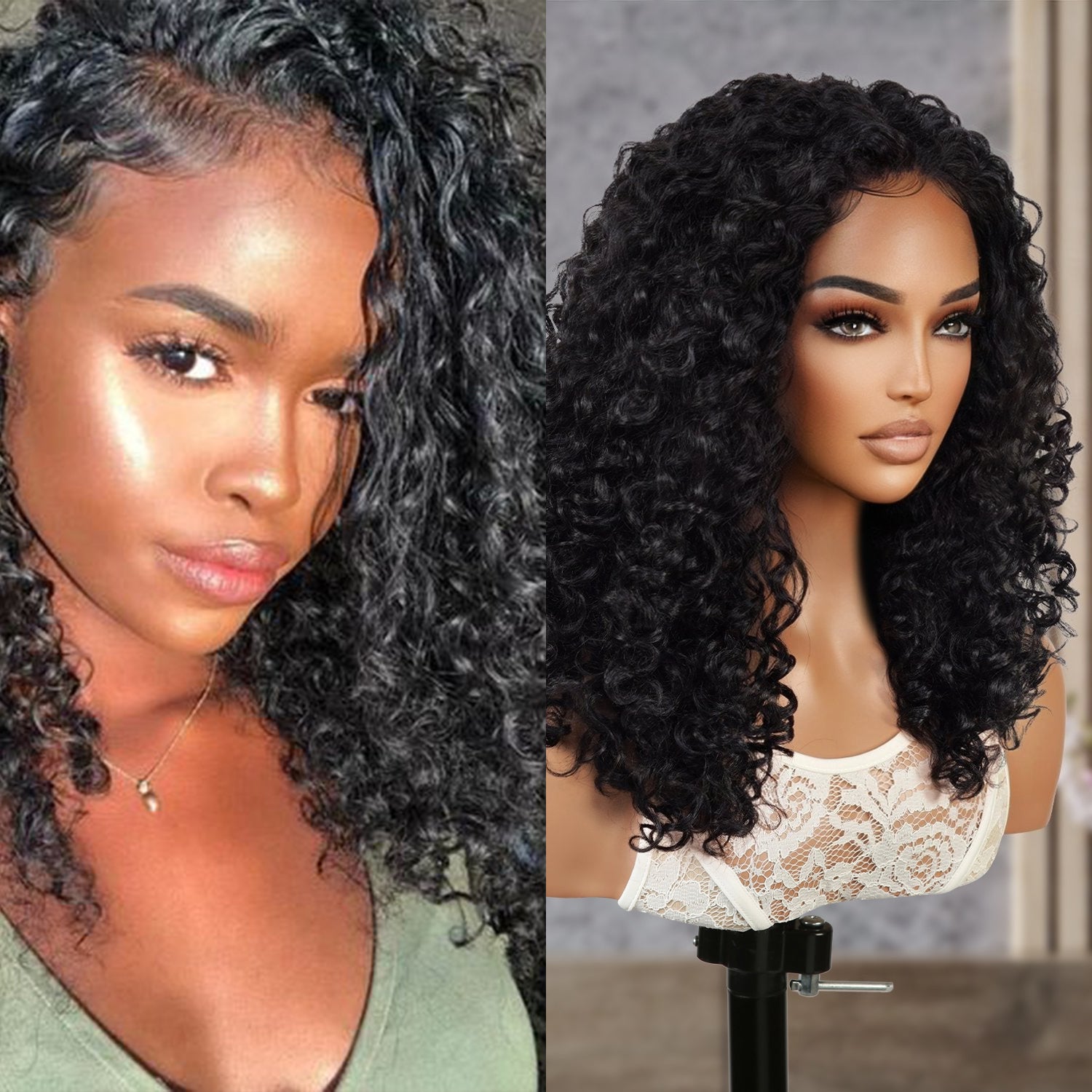  Introducing our medium curly bob deep wave T part Swiss lace front wig! Made with high-quality heat-resistant synthetic fibers, this wig features a natural-looking hairline with a deep part in the middle center. Perfect for black women, the T part design adds elegance, while the deep wave curly style adds volume and dimension. Easy to wear and style, this versatile wig is a must-have for any occasion. Shop now for ultimate style and versatility!