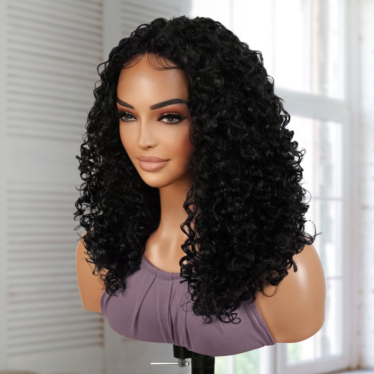 Introducing our medium curly bob deep wave T part Swiss lace front wig! Made with high-quality heat-resistant synthetic fibers, this wig features a natural-looking hairline with a deep part in the middle center. Perfect for black women, the T part design adds elegance, while the deep wave curly style adds volume and dimension. Easy to wear and style, this versatile wig is a must-have for any occasion. Shop now for ultimate style and versatility!