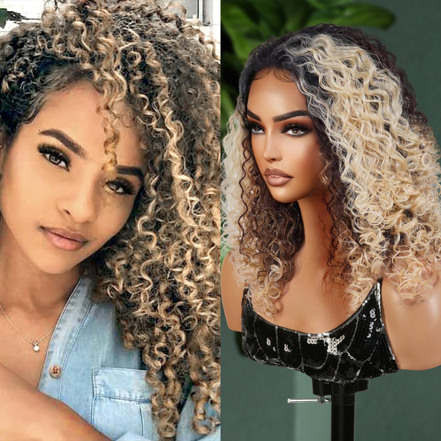  Introducing our medium curly bob deep wave T part Swiss lace front wig! Made with high-quality heat-resistant synthetic fibers, this wig features a natural-looking hairline with a deep part in the middle center. Perfect for black women, the T part design adds elegance, while the deep wave curly style adds volume and dimension. Easy to wear and style, this versatile wig is a must-have for any occasion. Shop now for ultimate style and versatility!