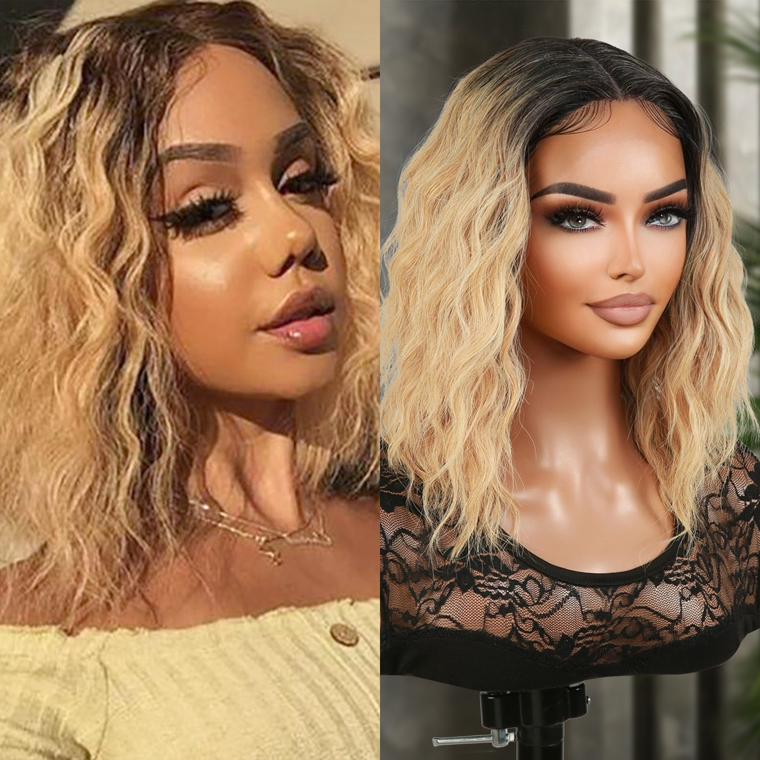 Introducing our gorgeous loose deep wave layered bob wig! Made with heat-resistant synthetic fibers, this wig features a middle part Swiss lace front for a natural-looking hairline. With a 12-inch length and curly wavy style, it adds volume and dimension to your hair. The layered bob cut adds a trendy touch. Perfect for black women, this easy-to-wear and style wig is a must-have. Shop now for ultimate style and versatility!