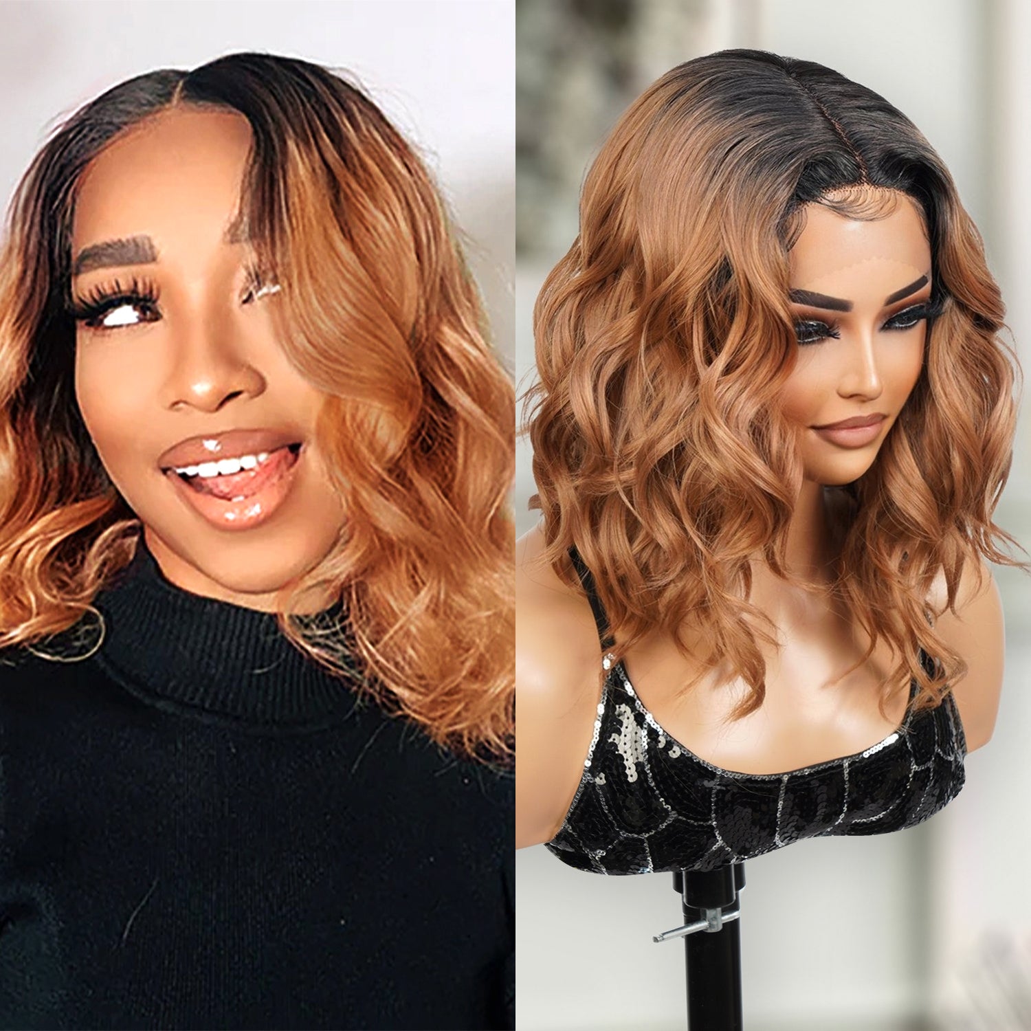 Introducing our stunning loose deep wave bob wig! Made with high-quality heat-resistant synthetic fibers, this wig features a middle center part Swiss lace front design for a natural-looking hairline. The wavy curly style adds volume and dimension to your hair, while the 12-inch length and bob cut offer a trendy touch. Perfect for black women, this easy-to-wear and style wig is a must-have for any occasion. Shop now for ultimate style and versatility!