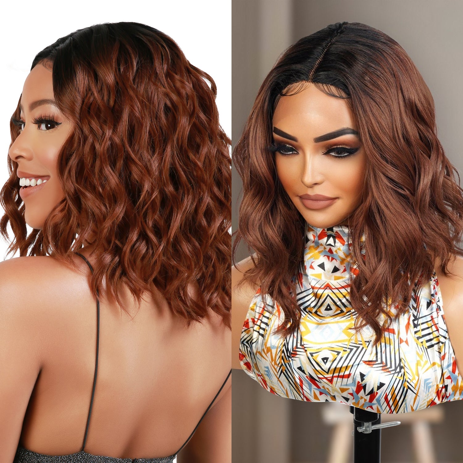 Introducing our stunning loose deep wave bob wig! Made with high-quality heat-resistant synthetic fibers, this wig features a middle center part Swiss lace front design for a natural-looking hairline. The wavy curly style adds volume and dimension to your hair, while the 12-inch length and bob cut offer a trendy touch. Perfect for black women, this easy-to-wear and style wig is a must-have for any occasion. Shop now for ultimate style and versatility!