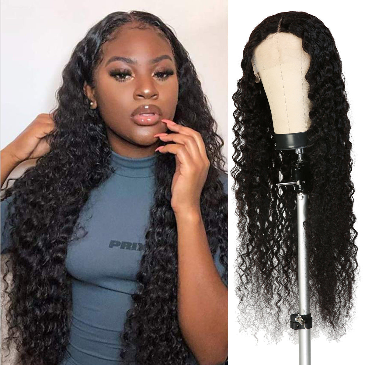 Celebrity 100 Virgin Human Hair HD Lace 5 Deep Part Wig Deep Wave 18 Human Hair