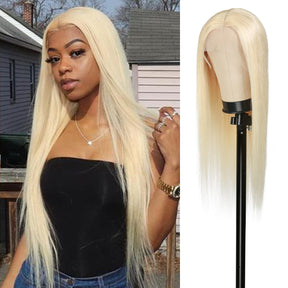 Most affordable human hair lace wig, Exclusively developed and defined lace wigs by AliHairs, Silky smooth texture, Long straight hairstyle, Pre-Plucked with Baby Hair, 613 Blonde, ash blonde, Hair is already pre-bleached and pre-customized, You can dye and perm, Flattering color and style, The wig comes ready to use.