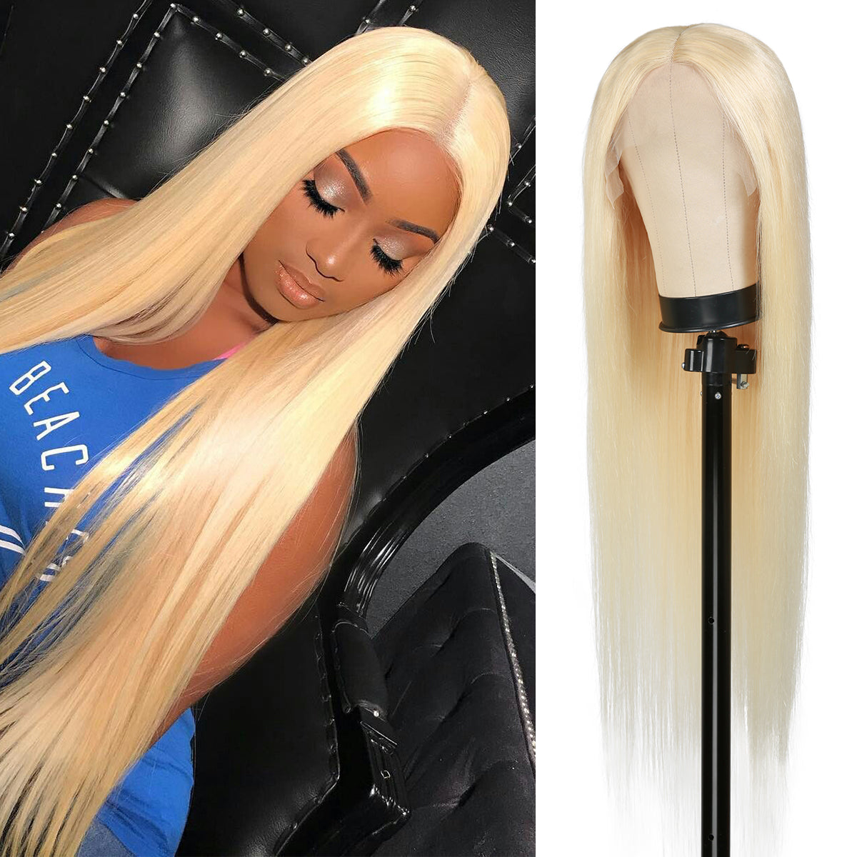 Most affordable human hair lace wig, Exclusively developed and defined lace wigs by AliHairs, Silky smooth texture, Long straight hairstyle, Pre-Plucked with Baby Hair, 613 Blonde, ash blonde, Hair is already pre-bleached and pre-customized, You can dye and perm, Flattering color and style, The wig comes ready to use.