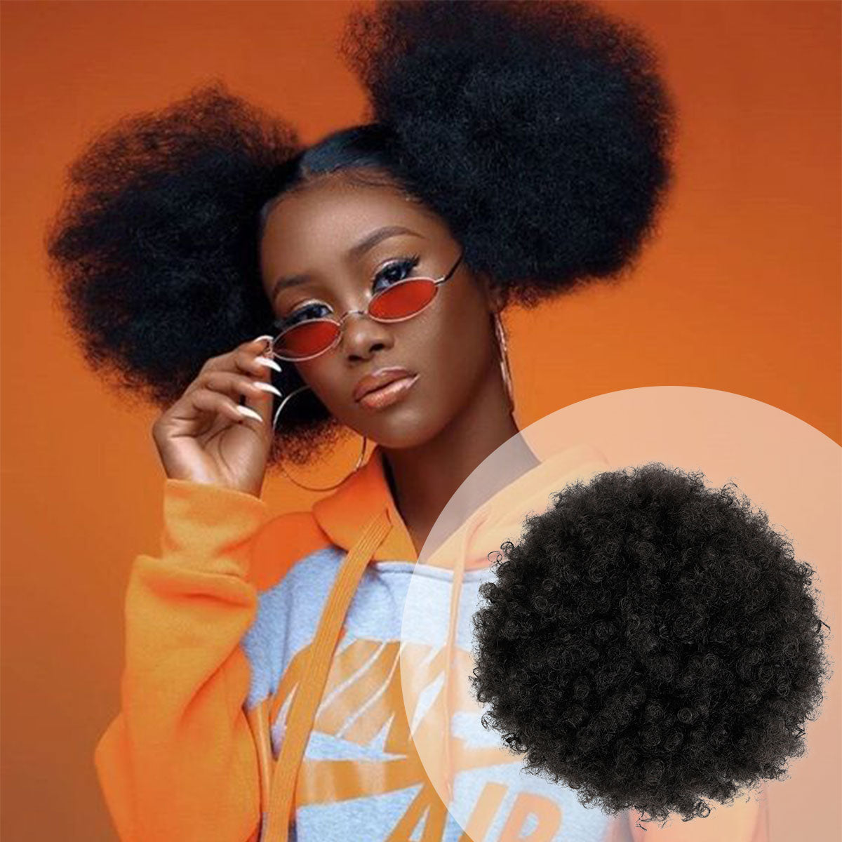 Retro Puff, Afro Pony, Medium Ponytail