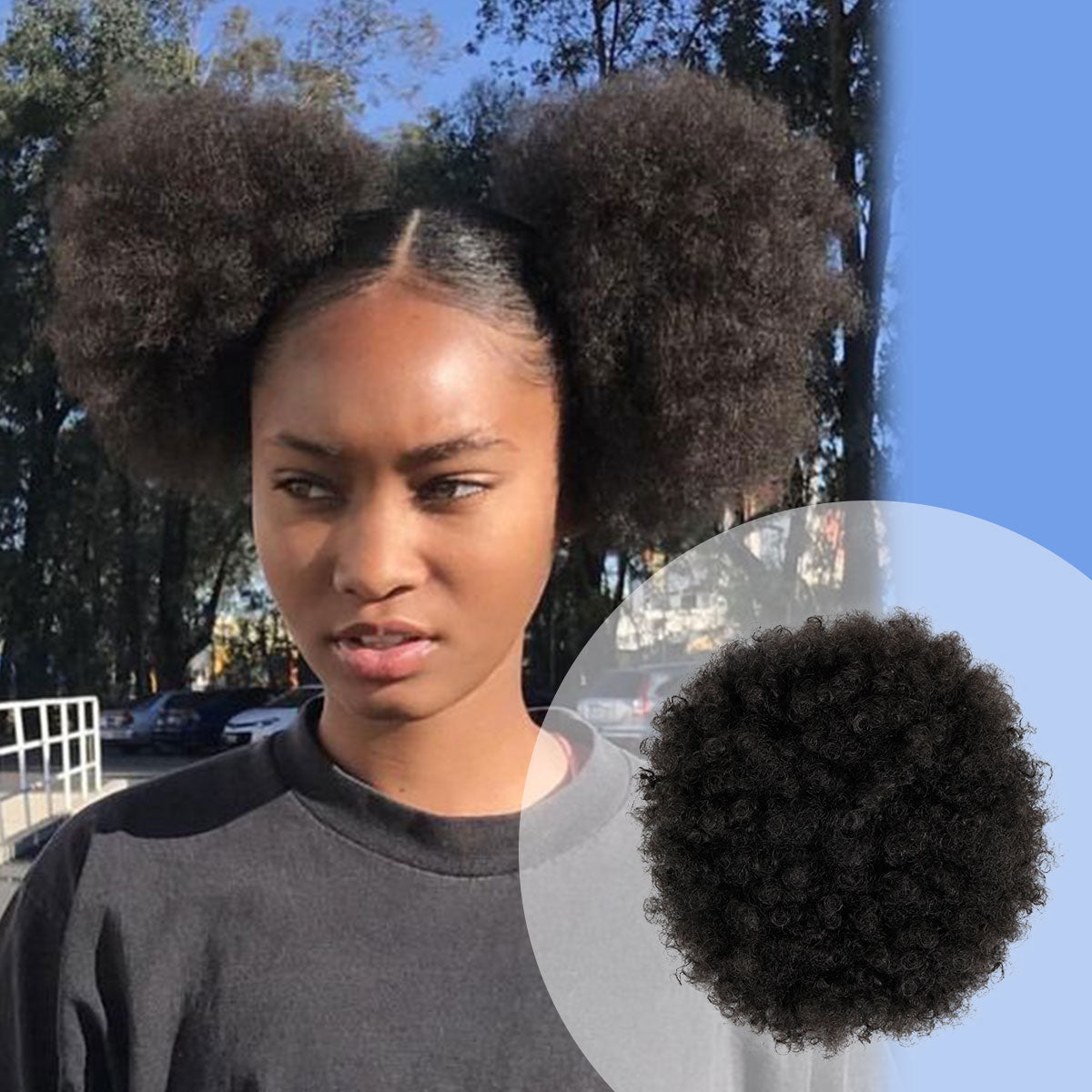 Retro Puff, Afro Pony, Medium Ponytail