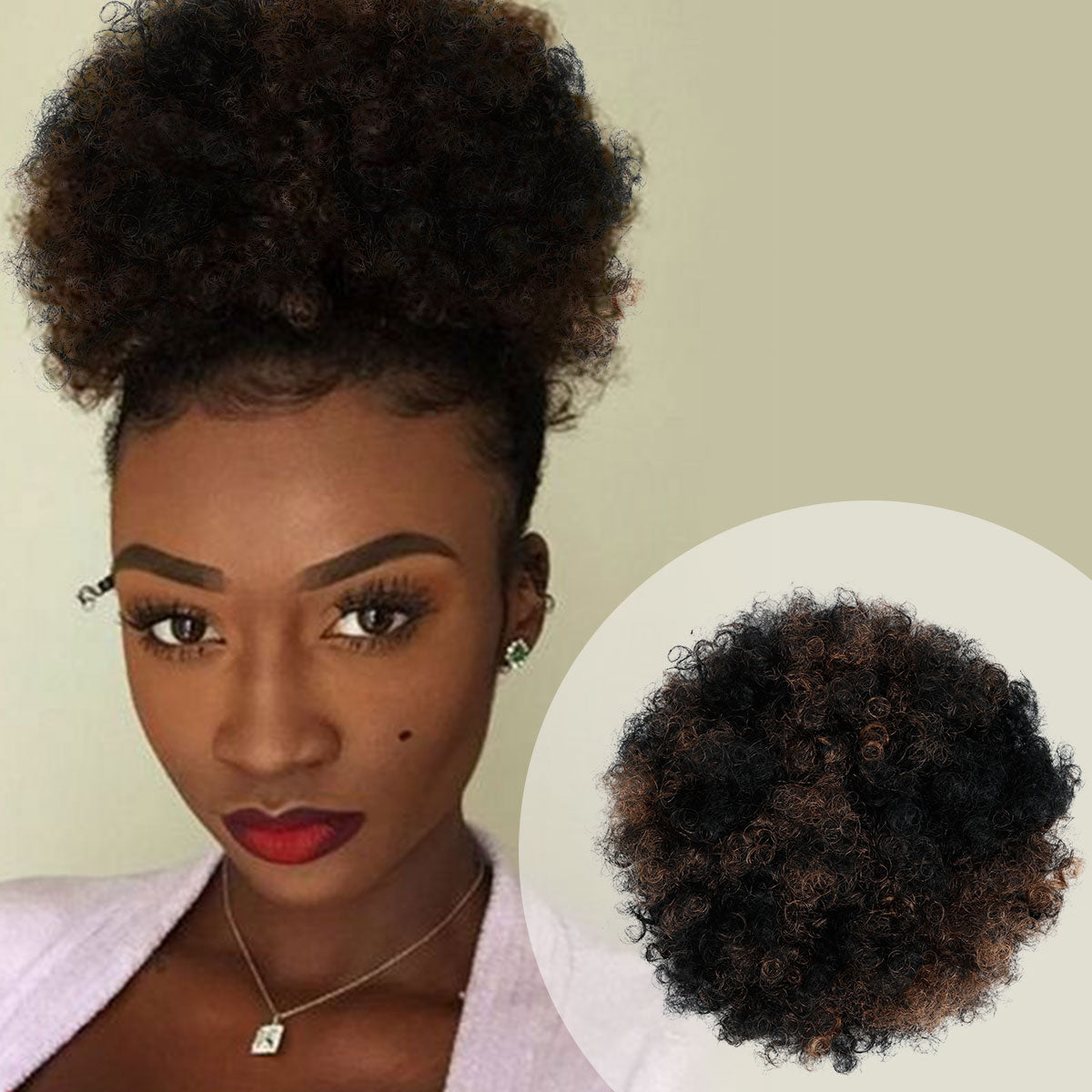 Retro Puff, Afro Pony, Medium Ponytail