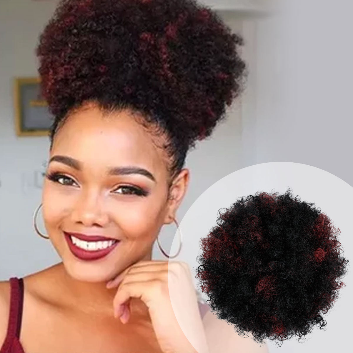 Retro Puff, Afro Pony, Medium Ponytail