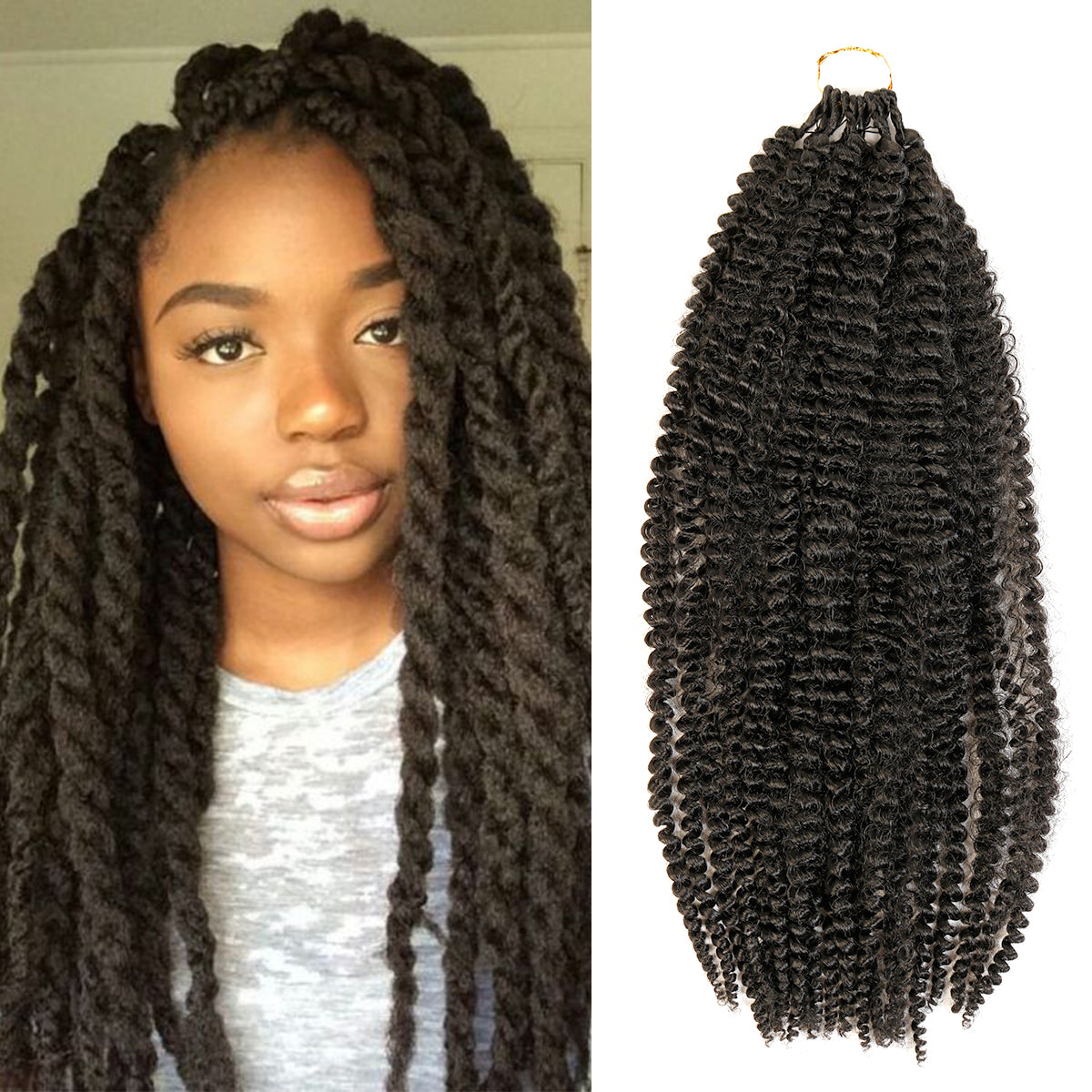 Authentic Synthetic Hair Crochet Braids Pre-Looped Afro Twist 18"