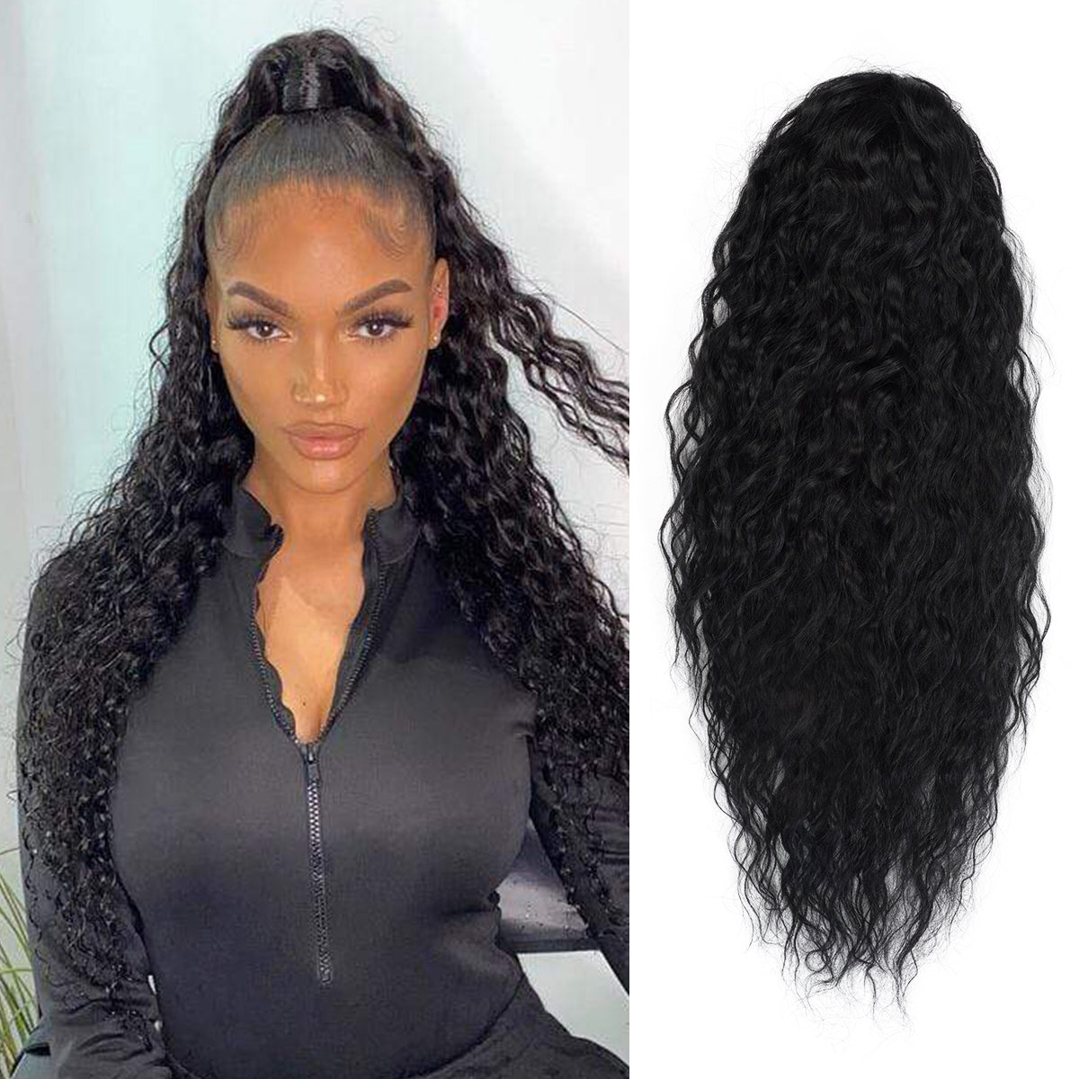 Instant Glitz Synthetic Drawstring Ponytail Crimp Wave 28"