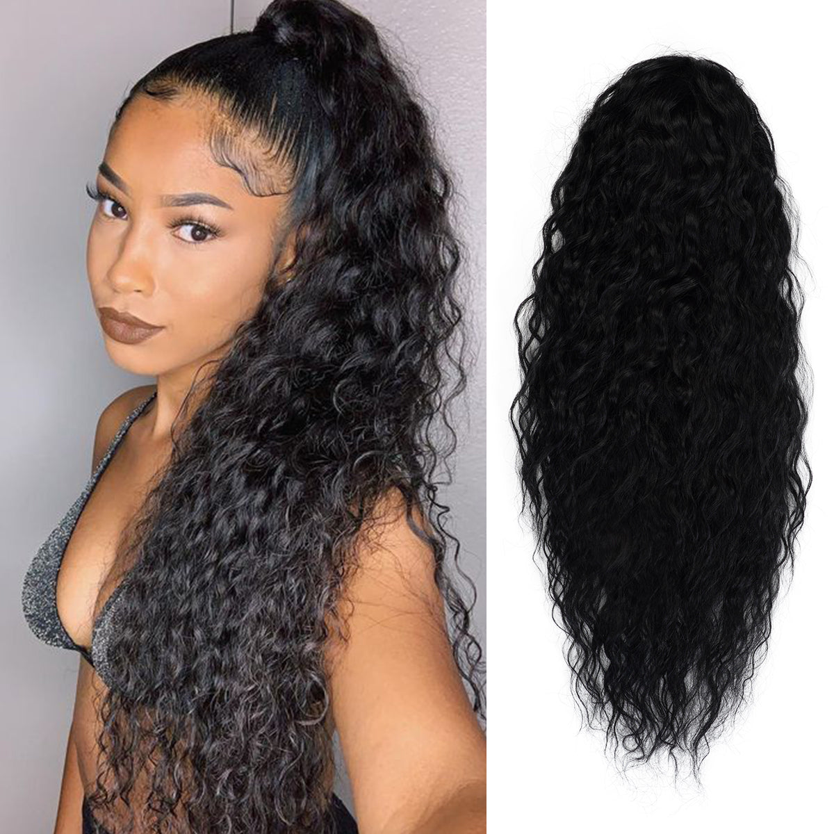 Instant Glitz Synthetic Drawstring Ponytail Crimp Wave 28"