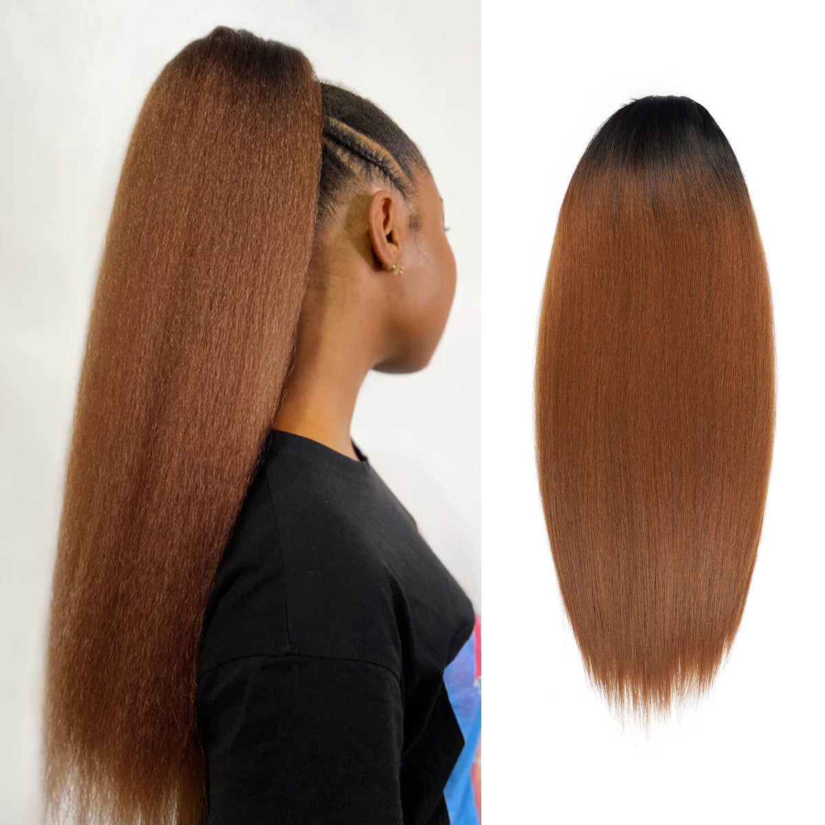 Instant Glitz Synthetic Drawstring Ponytail Natural Yaki Straight 24"