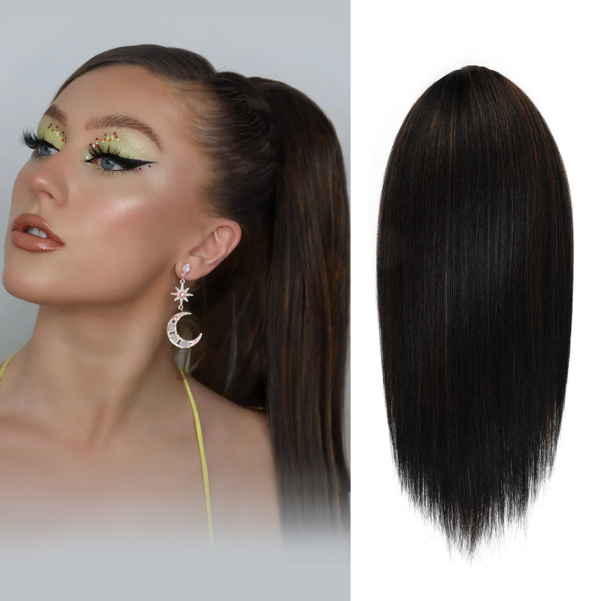 Instant Glitz Synthetic Drawstring Ponytail Straight 18"