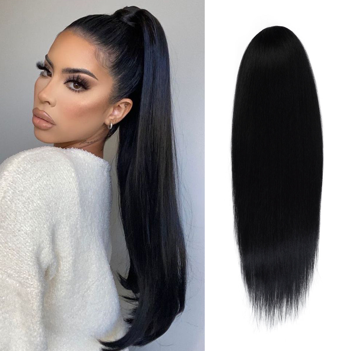 Instant Glitz Synthetic Drawstring Ponytail Straight 28"