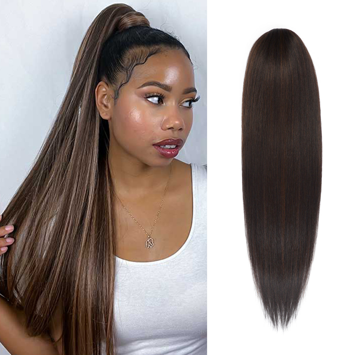 Instant Glitz Synthetic Drawstring Ponytail Straight 28"