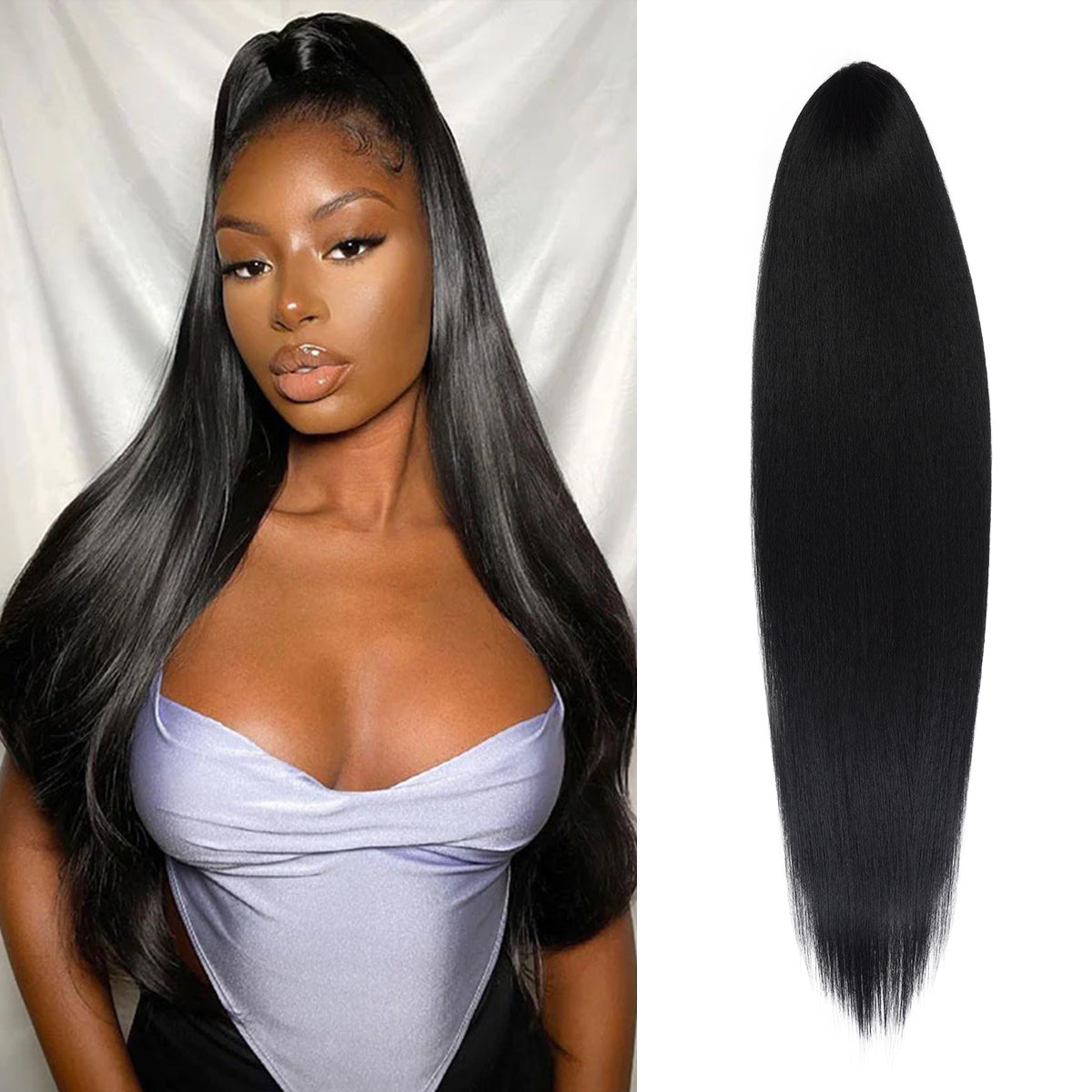 Instant Glitz Synthetic Drawstring Ponytail Straight 36"