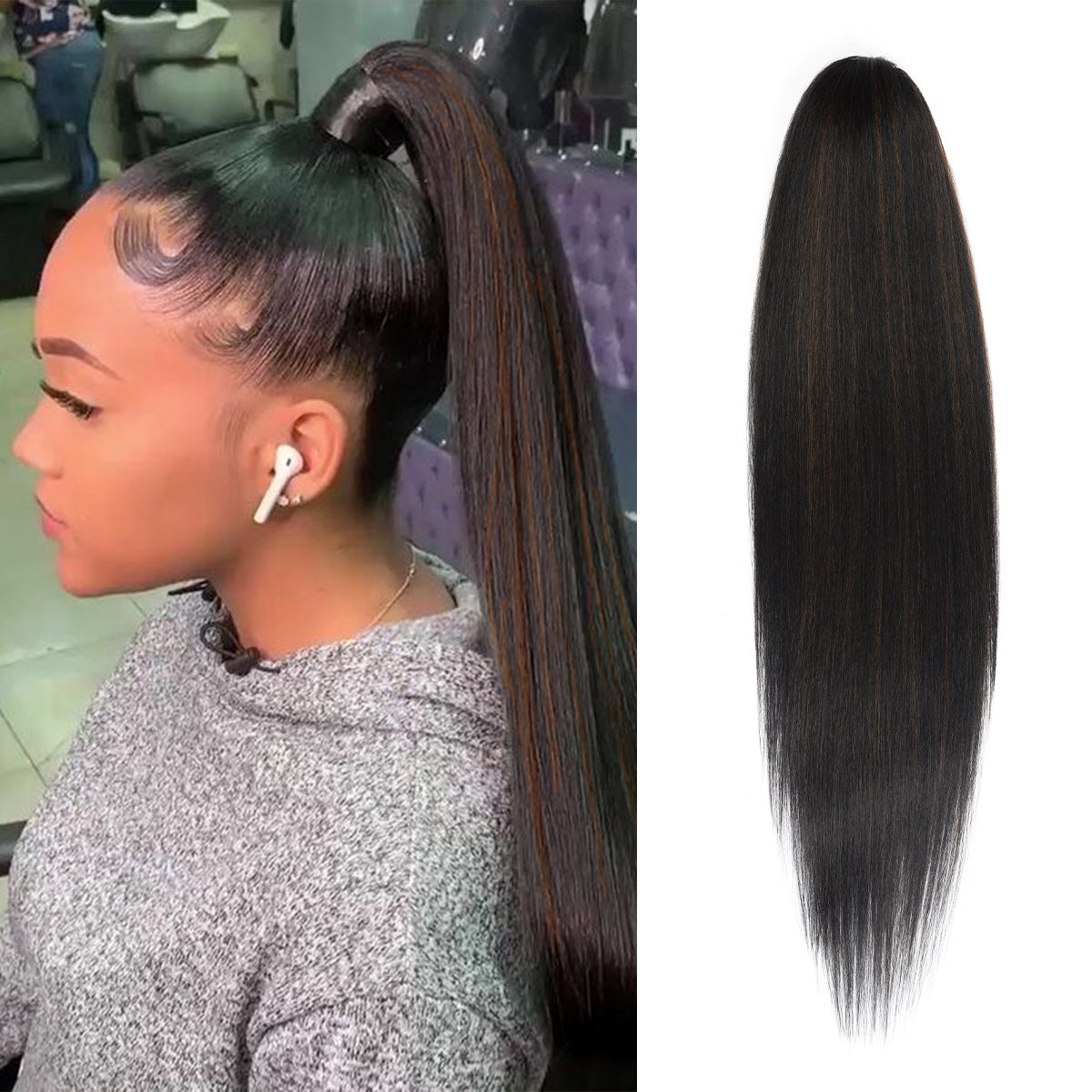 Instant Glitz Synthetic Drawstring Ponytail Straight 36"