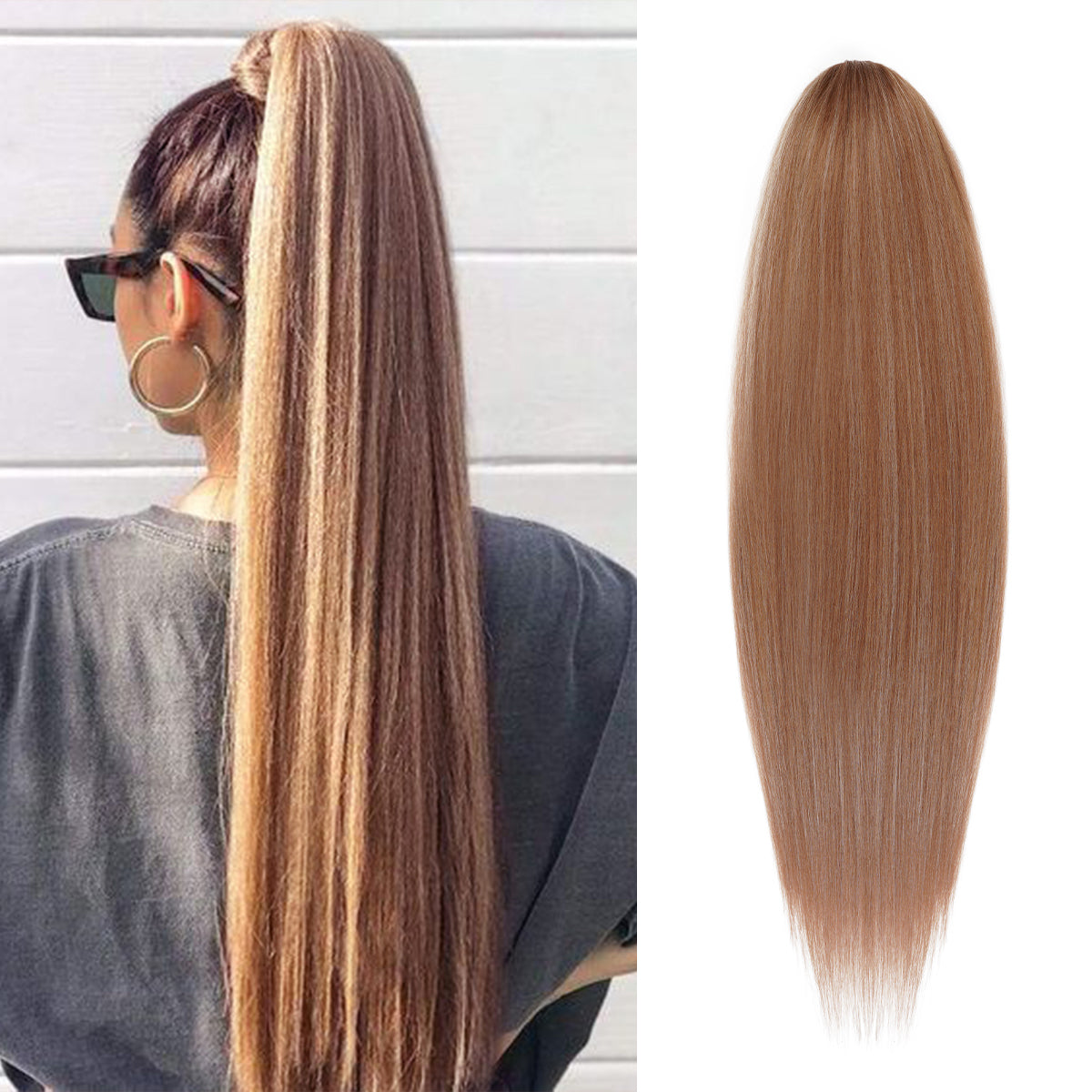 Instant Glitz Synthetic Drawstring Ponytail Straight 36"