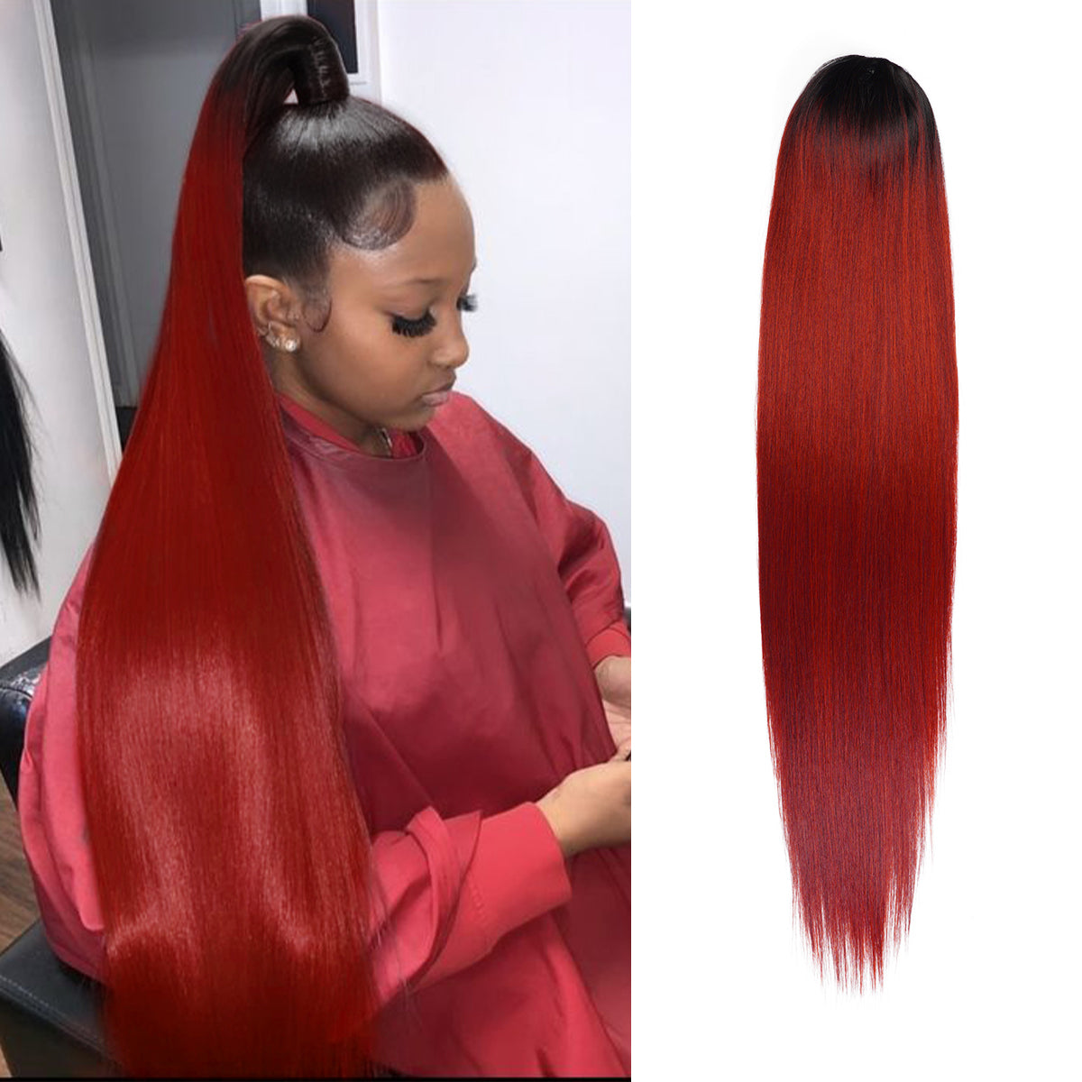 Instant Glitz Synthetic Drawstring Ponytail Straight 36"