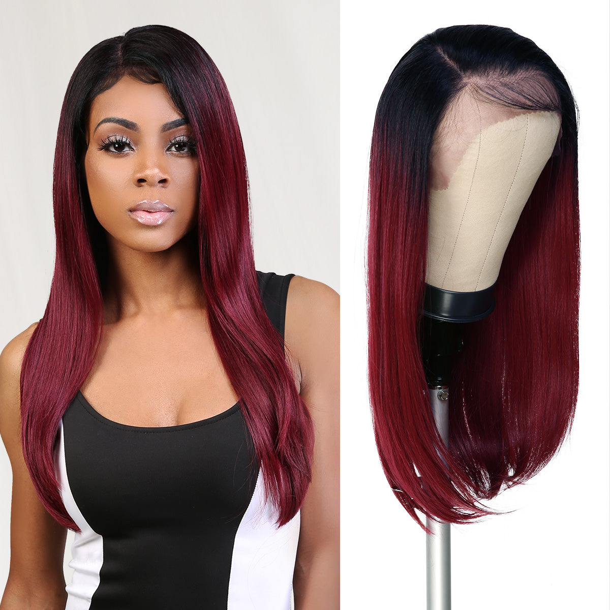 Multi-Parting, 13X6, Human Hair Blend, Frontal Wig, Invisible Lace, Pre-Plucked, Long Straight Wig, 