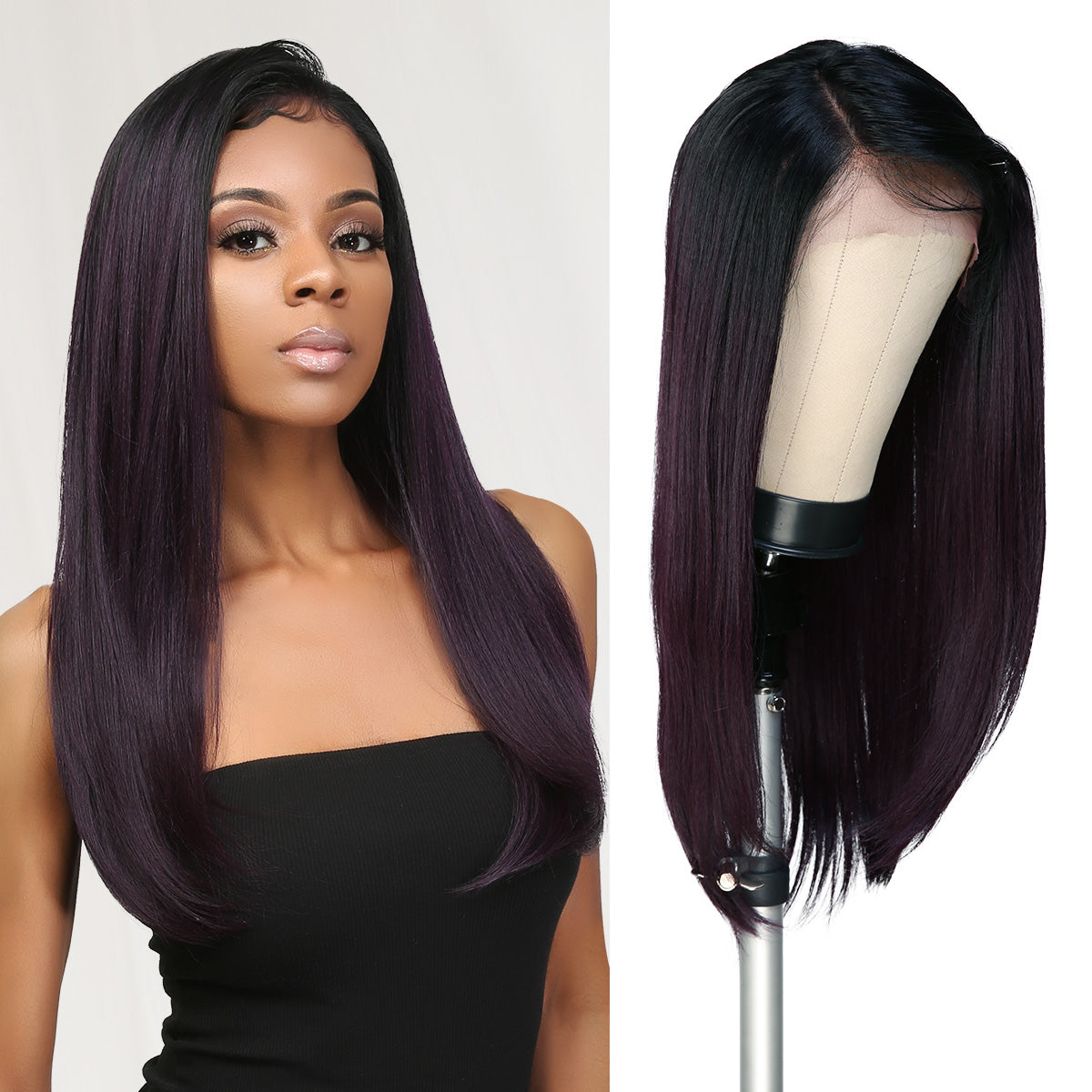 Multi-Parting, 13X6, Human Hair Blend, Frontal Wig, Invisible Lace, Pre-Plucked, Long Straight Wig,