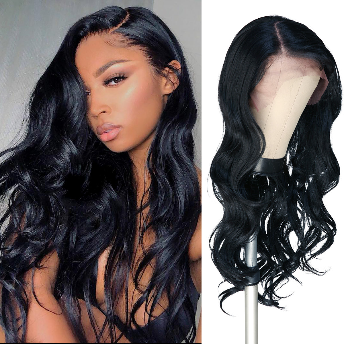 Multi-Parting, 13X6, Human Hair Blend, Frontal Wig, Invisible Lace, Pre-Plucked, Long Loose Curl, Layered Curls,